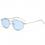 Double beam metal oval frame sunglasses