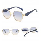 Polygonal wide-leg blue sunglasses