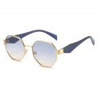 Polygonal wide-leg blue sunglasses