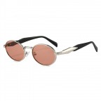 Metal oval small frame sunglasses