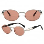 Metal oval small frame sunglasses