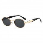 Metal oval small frame sunglasses