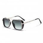 Vintage metal punk twin-beam sunglasses