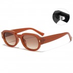 Jelly colored oval sunglasses with small frame