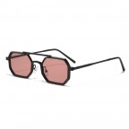 Metal copper small frame polygon sunglasses