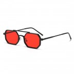 Metal copper small frame polygon sunglasses