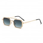 Metal copper small frame polygon sunglasses